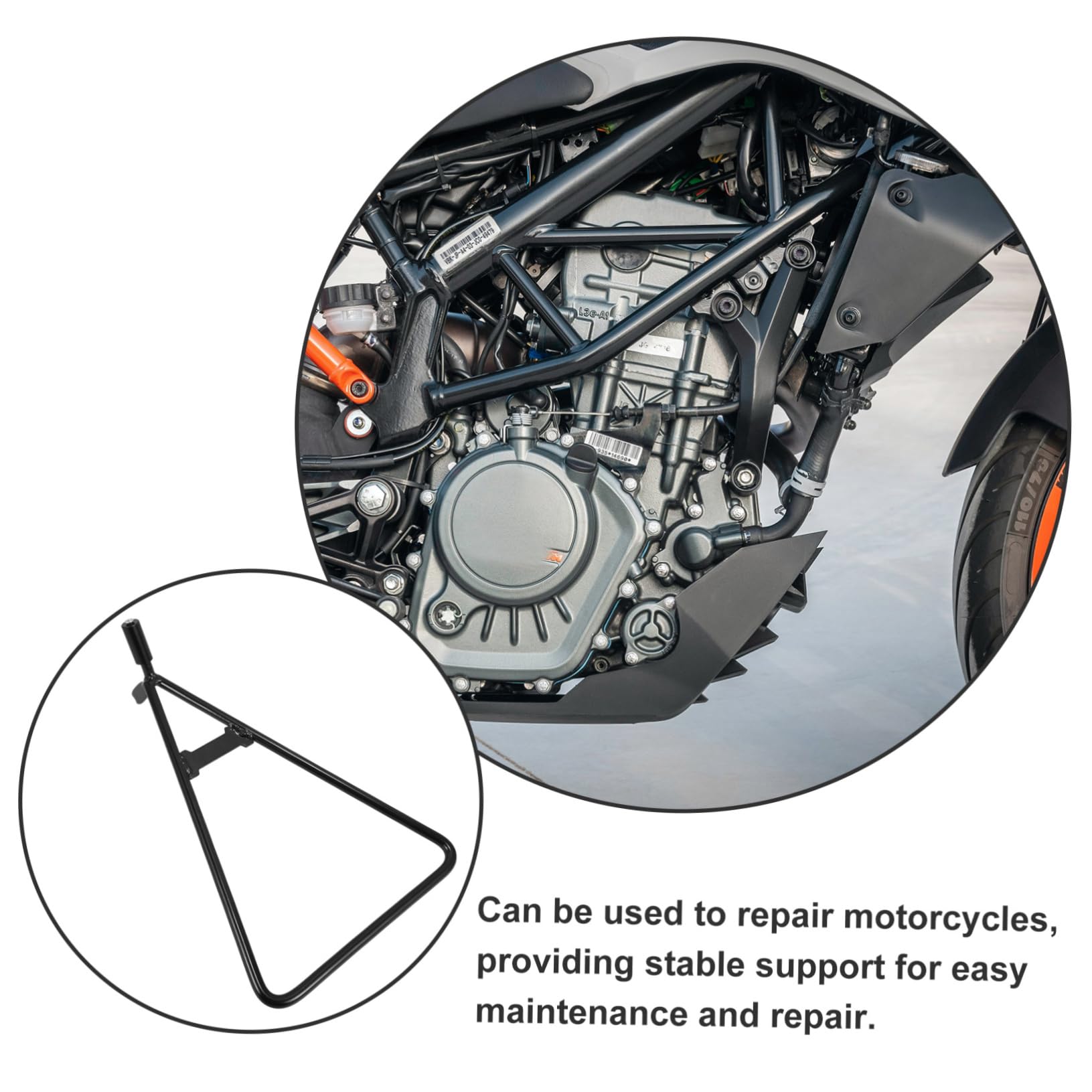 Béquille Triangulaire Support Latéral en Fer Noire, de Moto