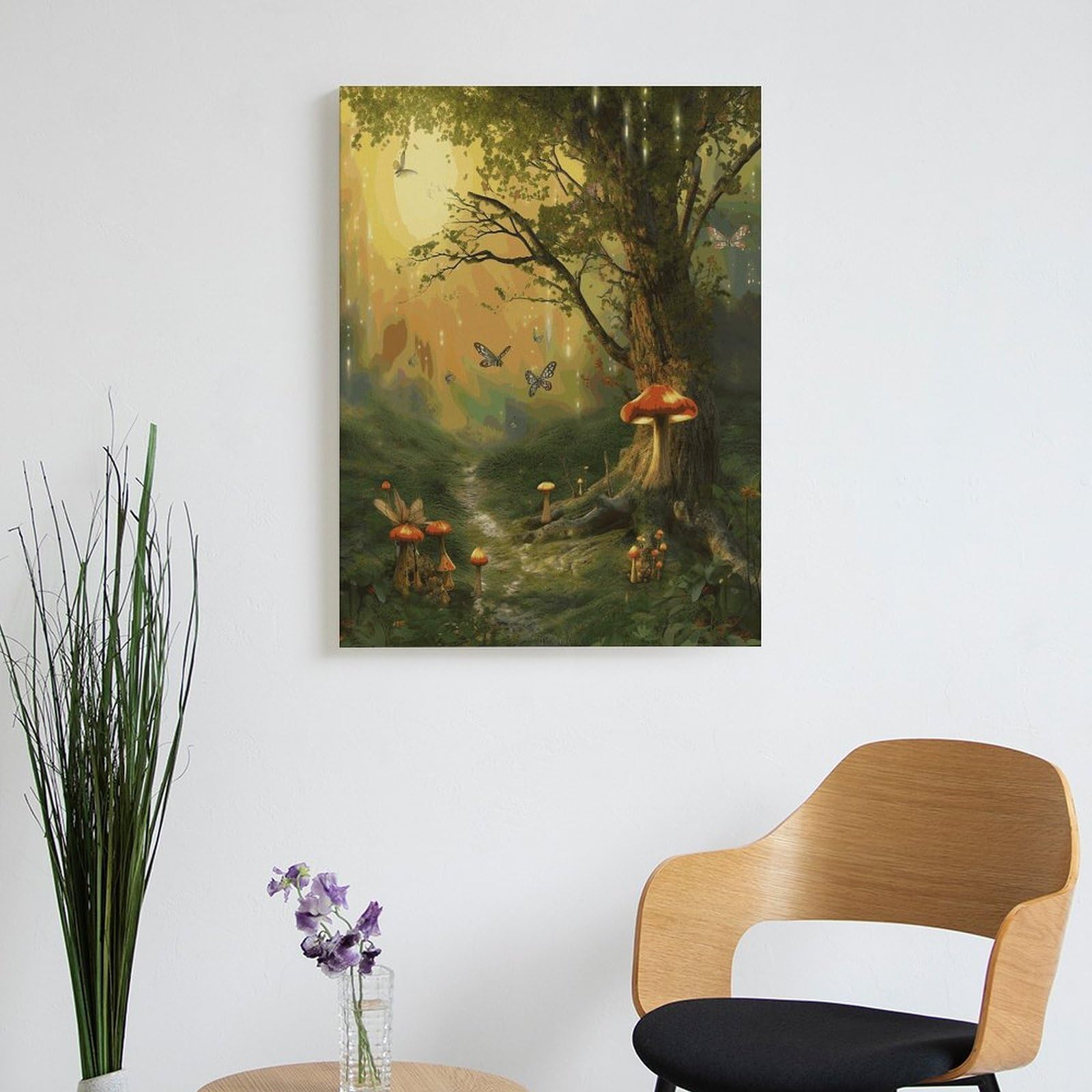 Malen nach Zahlen-Set, Wald mit Feen, Schmetterlingen, Elfen, für Erwachsene, Anfänger, Erwachsene, Malen nach Zahlen, Kits auf Leinwand, DIY-Acryl-Ölfarben, Gemälde mit Pinseln für Geschenk
