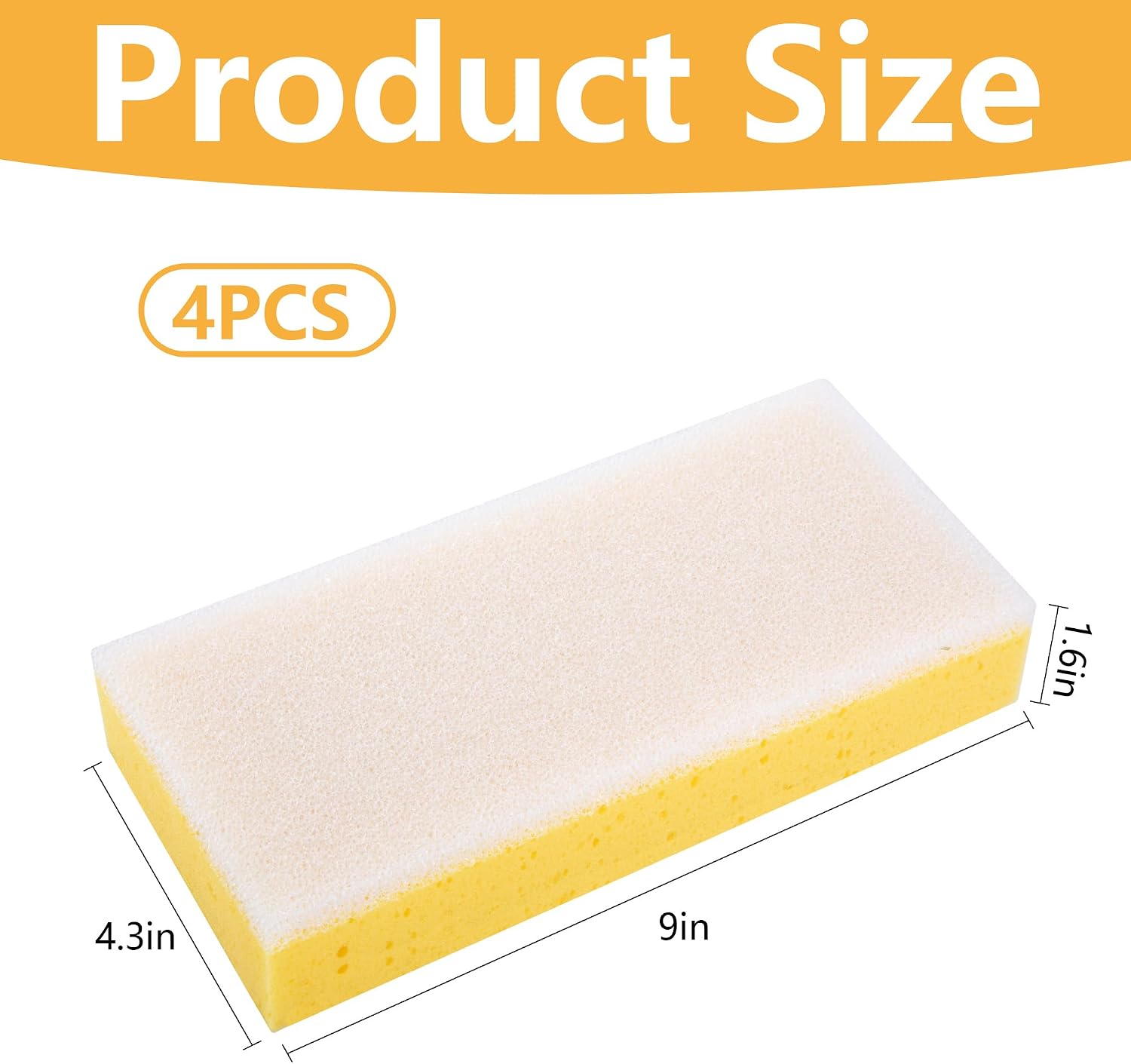 4 Pcs Drywall Sanding Sponge, 9" Washable Dual-Sided Wet Sanding Block | Reusable Washable Design, Dust-reducing Wet Sanding Effect, Finishing Sponge for Wiping Dust Smoothing drywall joints