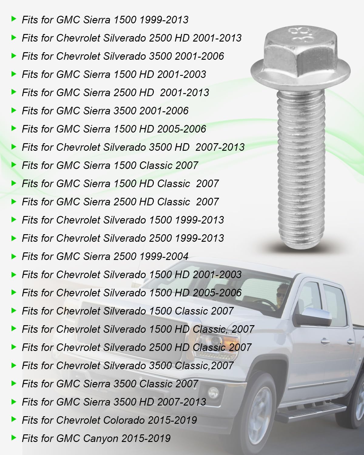 Truck Bed Mounting Hardware, Bed Bolts Fit for Chevrolet Silverado GMC Sierra 1500 2500 3500 HD Classic, Fit for GMC Canyon/Chevrolet Colorado, Truck Bed Frame Repair Kit 926-846 15034696, 8PCS
