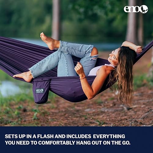 Miniatura 2 de ENO TravelNest Hamaca y Correas Combo - Hamaca Portátil de Senderismo y Camping con Correas Incluidas - Hamaca de Viaje para Camping, Senderismo,