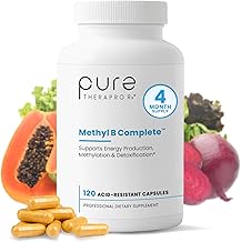 Pure Therapro Rx Methylated B Complex Vitamins Made in USA, 4 Month Supply | Methyl B Complete Quatrefolic 5-MTHF Folate, B12 Methylcobalamin, TMG Trimethylglycine, Methylfolate | Pharm Grade