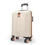 Safari Thorium Royale 8 Wheels 55cm Cabin Trolley Bag Hard Case Carry-on Polycarbonate Luggage, TSA Lock, Wet Pouch Organized Interior, Suitcase for Travel, Trolley Bags for Travel, Vanilla Tan