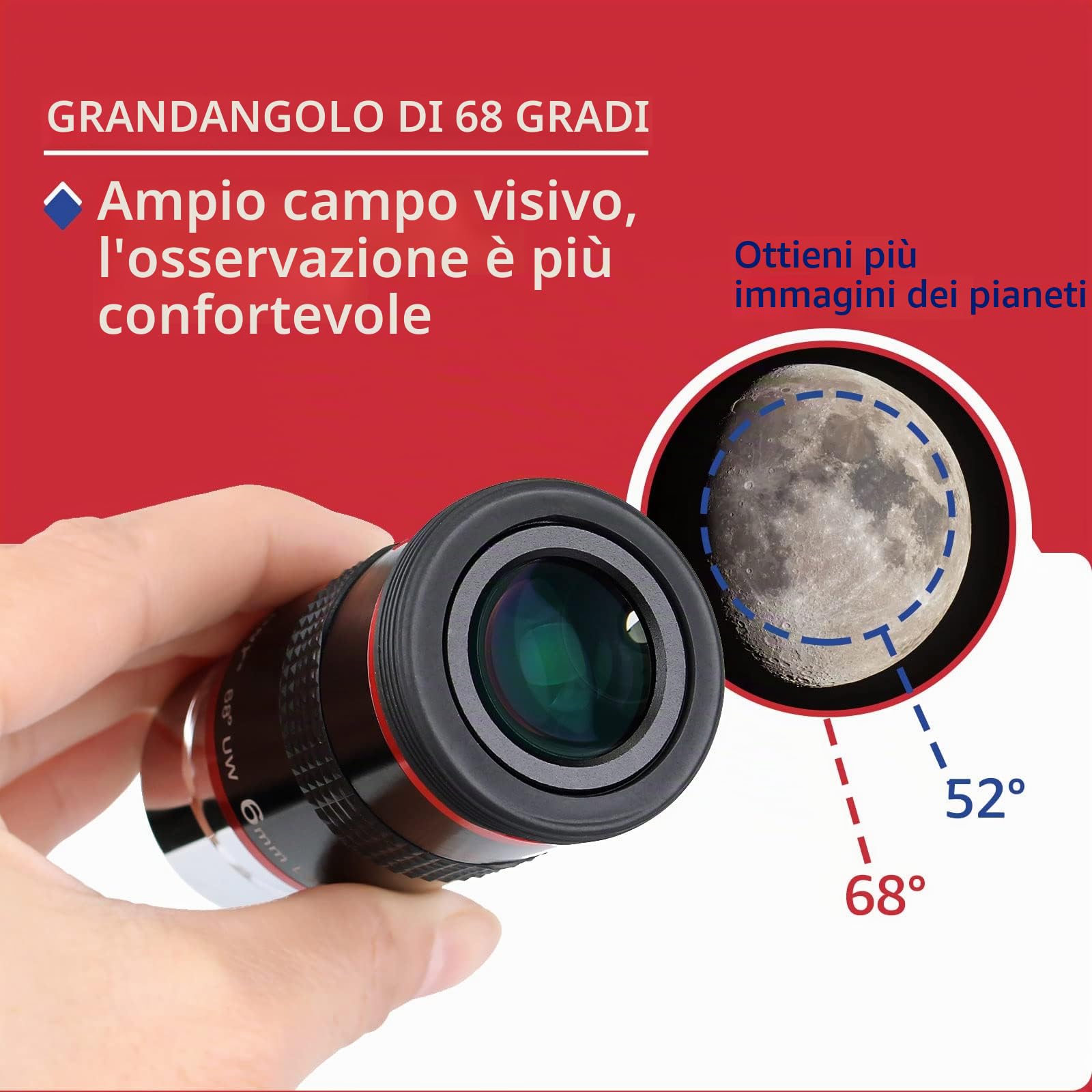 Svbony Oculare Telescopio da 6 mm, Oculare Grandangolare da 68°, Planetario Oculares 1,25", Accessori per Telescopi Astronomici con Lente FMC, per L'osservazione dei Pianeti Della Luna