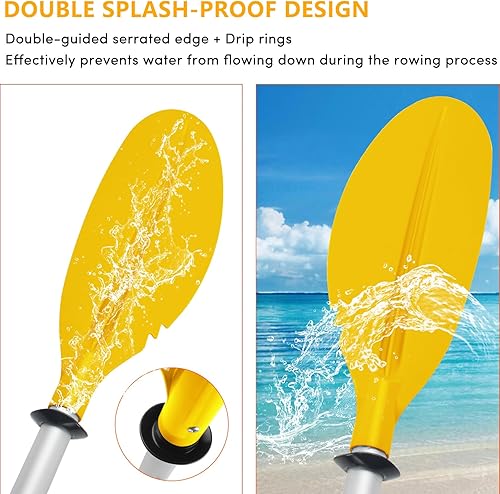 Miniatura 10 de Remo de kayak, 88 pulgadas, 4 piezas de remos para kayak, flotador de eje de aleación de aluminio resistente, ligero, desmontable, ajustable, para