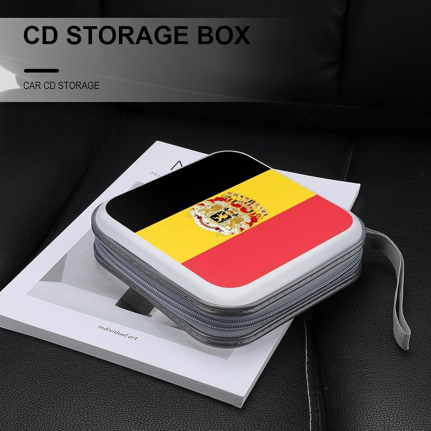 Belgium Coat Of Arms Flag Protective CD Case Storage Rack 40 Capacity DVD Holder Organizer Car Travel