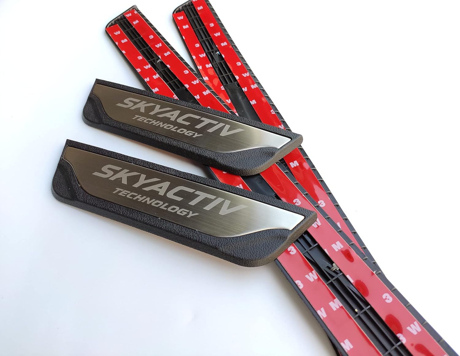 GZBFTDH Car Door Entry Guard, Stainless Steel with Plastic Auto Door Sill Protector Cover, for Mazda 3 6 2014-2020 Kick Panels Threshold Guard Scuff Plate, Interior Accessories Protection (Silver)