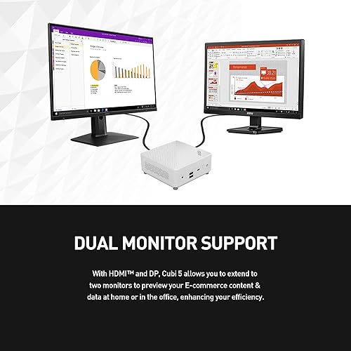 Miniatura 5 de MSI Cubi N Ultrasmall PC, Intel Pentium N200, memoria de 4 GB, SSD de 128 GB, pantalla dual, Windows 11 PRO Entry (ADL-005US), negro