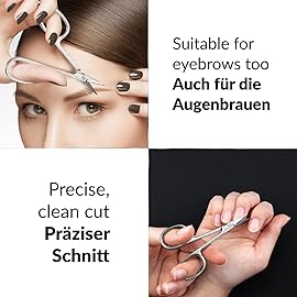 Solingen Cuticle Scissors made in Germany - with Curved Blade - Pedicure Beauty Grooming Kit for Nail, Eyebrow, Eyelash - Brown Tower Point