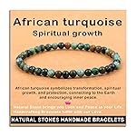 AD Beads Handmade Gemstone Stretch Elastic Bracelet Crystal Healing Reiki Nature\'s Beauty and Spiritual Essence Unisex (4mm, African Turquoise (Spiritual growth))