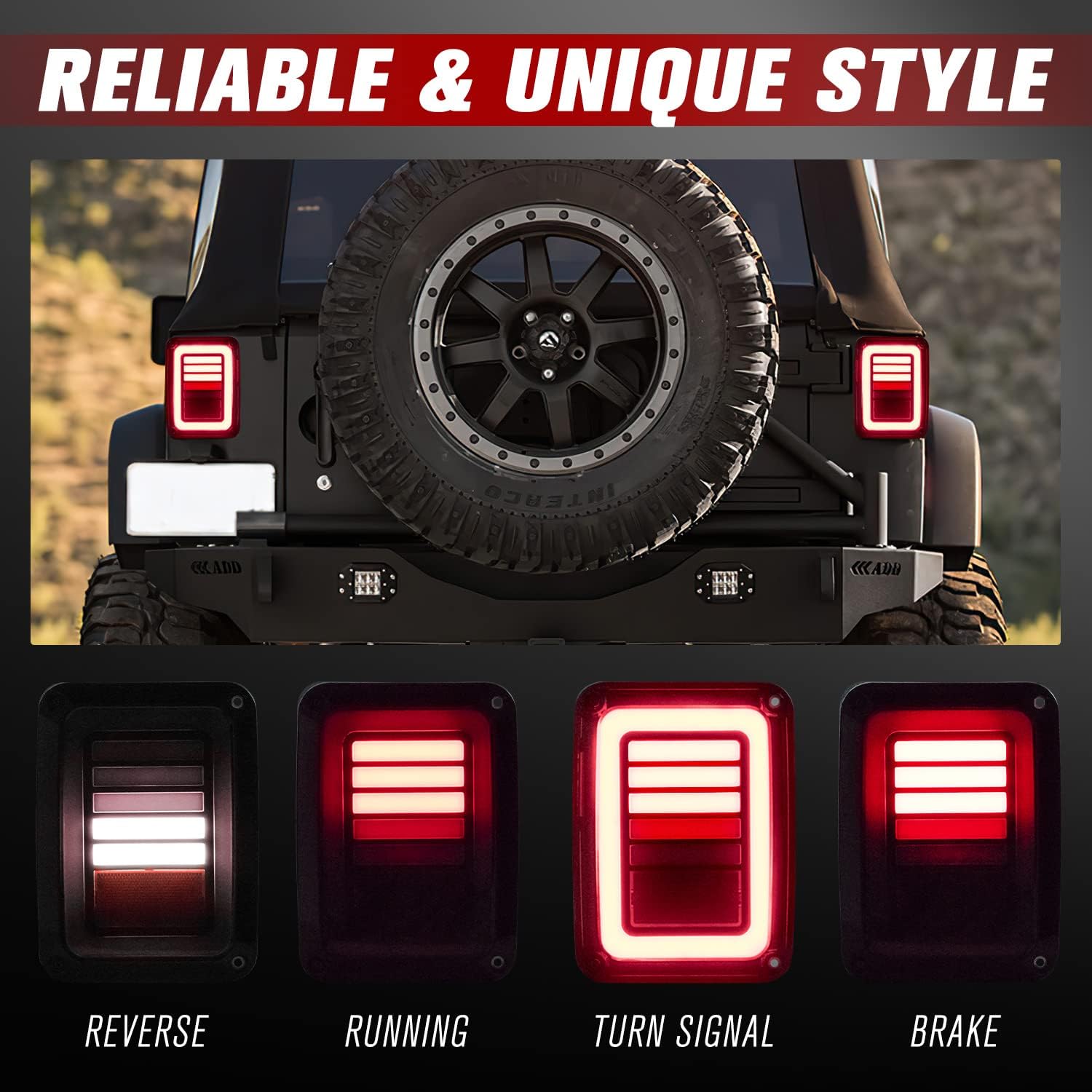 FIERYRED Upgraded LED Tail Lights Smoked Compatible with 07-18 Jeep Wrangler JK Reverse Light Turn Signal Lamp Running Lights