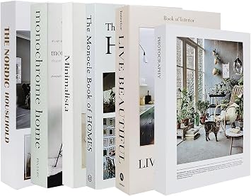 6 Pack Faux Books Decorative Art & Design Themed Fake Books with Hardcover, Aesthetic Bookshelf Decor Ornaments for Shelves, Home Living Room, Coffee Table, Bedroom, Cafe Book Shelf Decorations