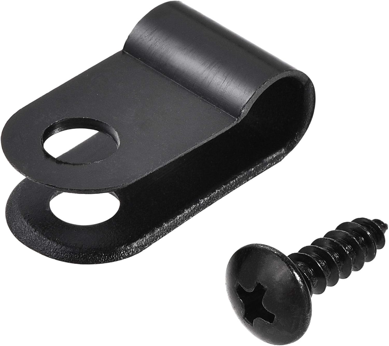 sourcing map 5.3mm Nylon R Type Cable Clip Wire Clamp with Screws Black 100pcs