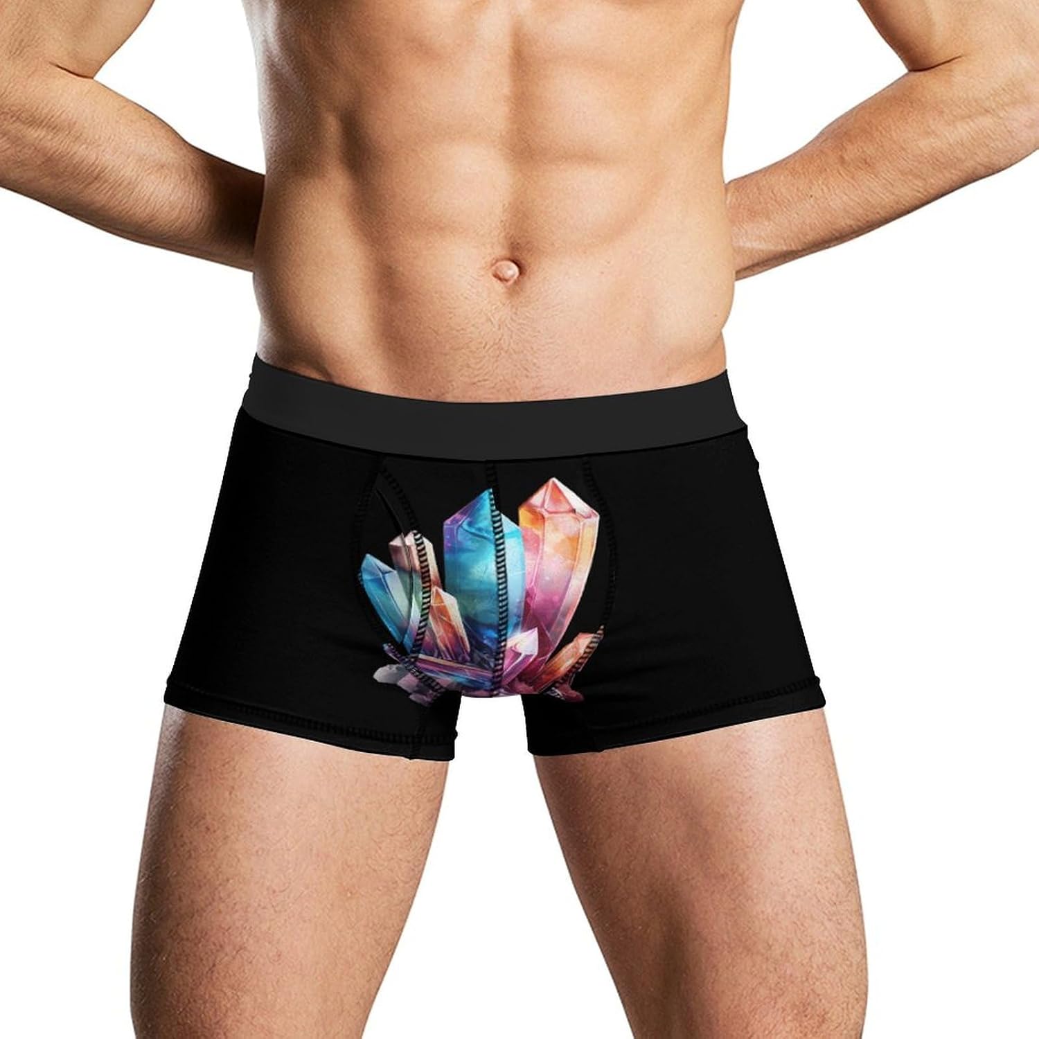 Colorful Crystals Novelty Men's Trunks Soft Breathable Underwear Patterned Stretch Briefs