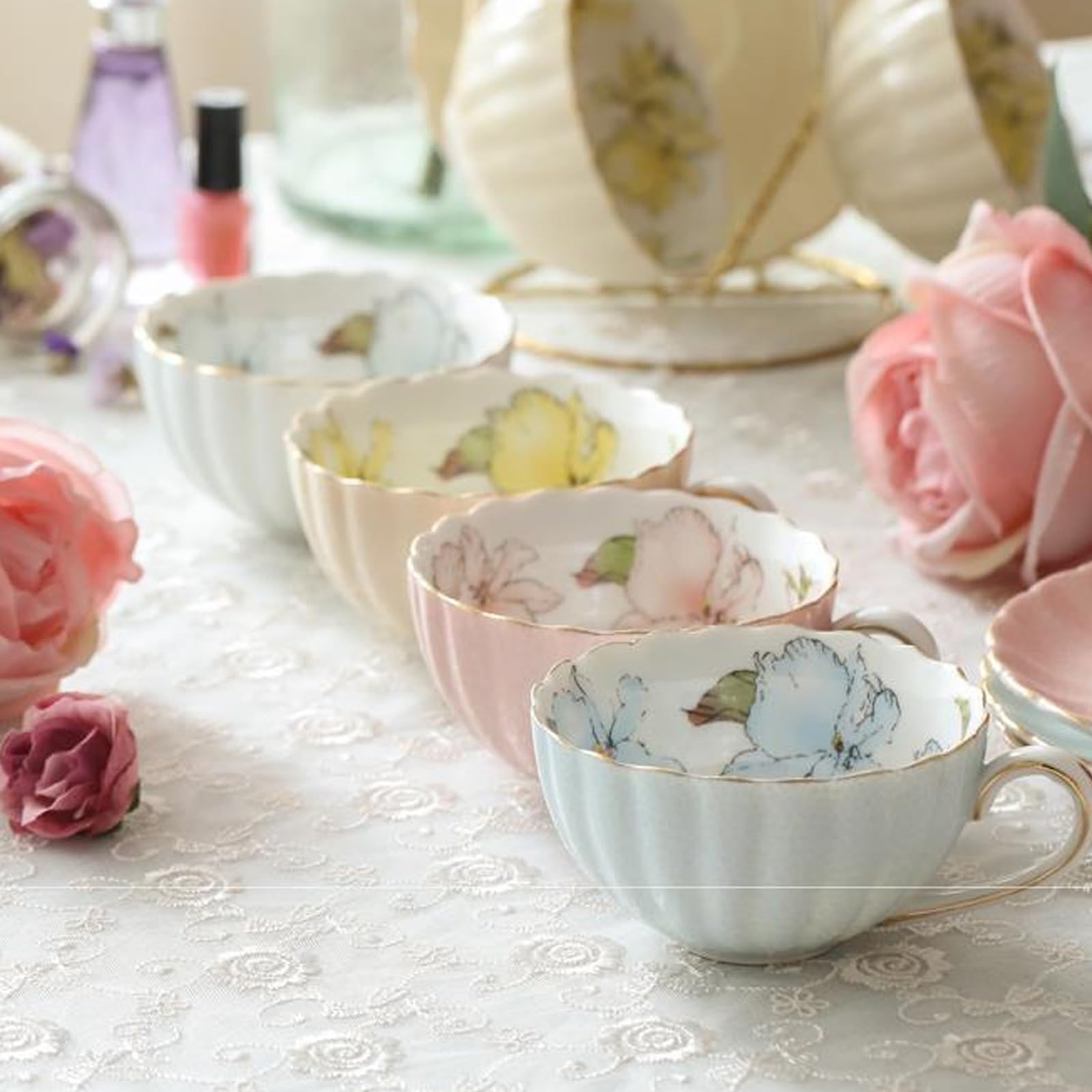 Zestaw porcelanowych spodków do filiżanek kawy | Wielokolorowy zestaw porcelanowych filiżanek do kawy na imprezę w kawiarni Home Office(Yellow)