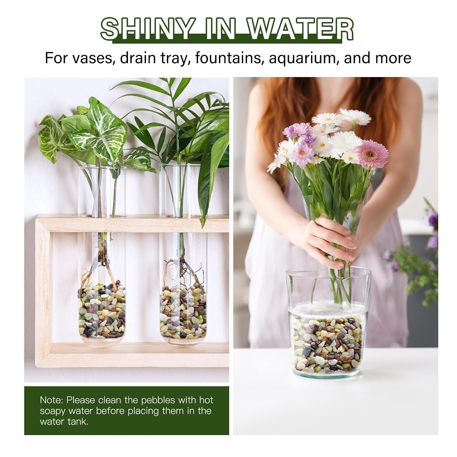 NUPICK 3 lbs Pebbles for Indoor Plants, 3/8 Inch Pea Gravel for Fish Tank