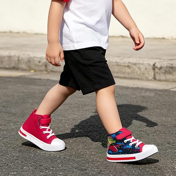 Boys Girls Light-Up Trainers, Kids High Top Canvas Shoes