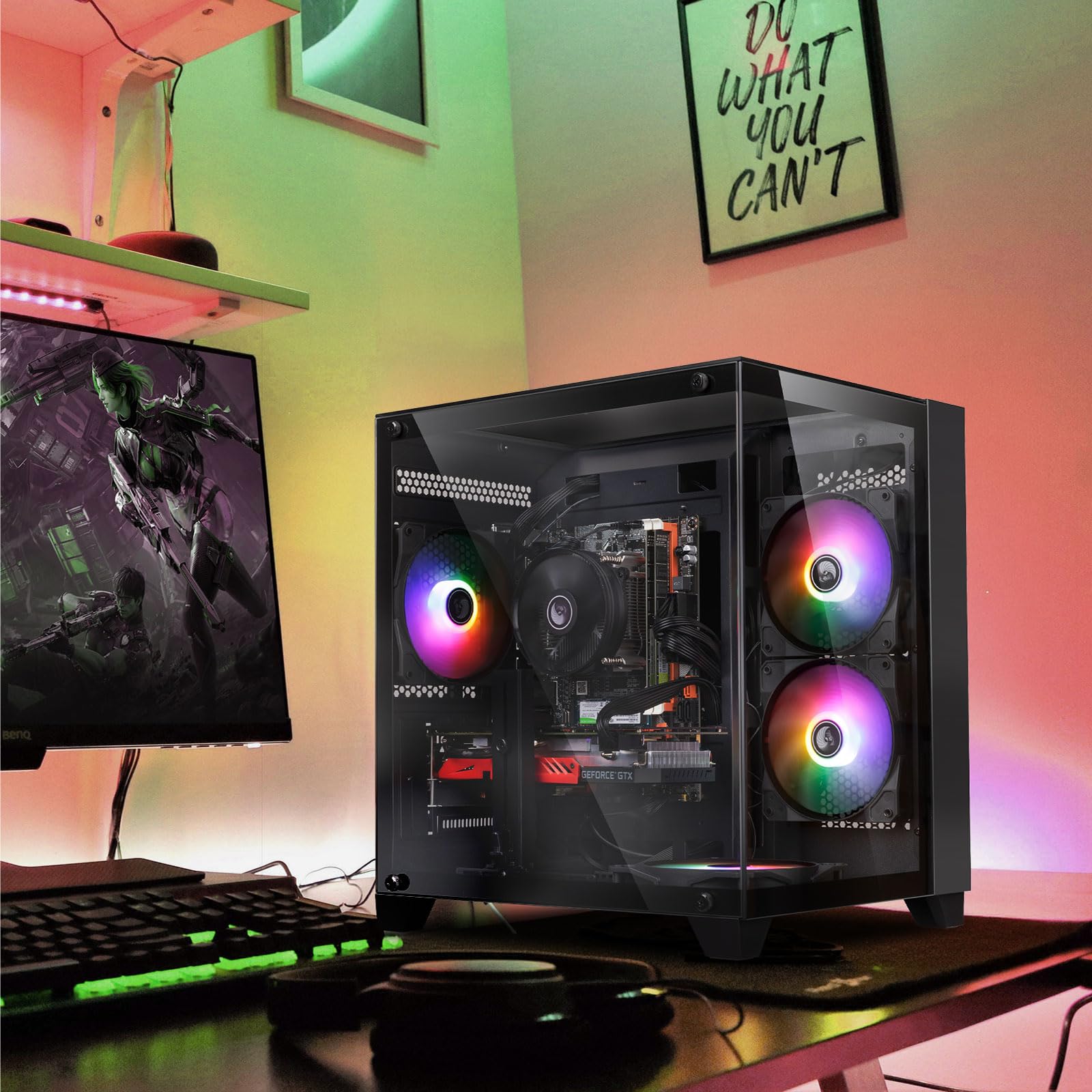 ZER-LON Gaming PC Desktop Computer, Core I7 up to 3.9GHz, Radeon RX 590 8GB GDDR5, 16G DDR3 RAM, 512GB SSD, WiFi 5.0, Prebuilt Gaming PC Tower Computer with 5 RGB Fan — view 6