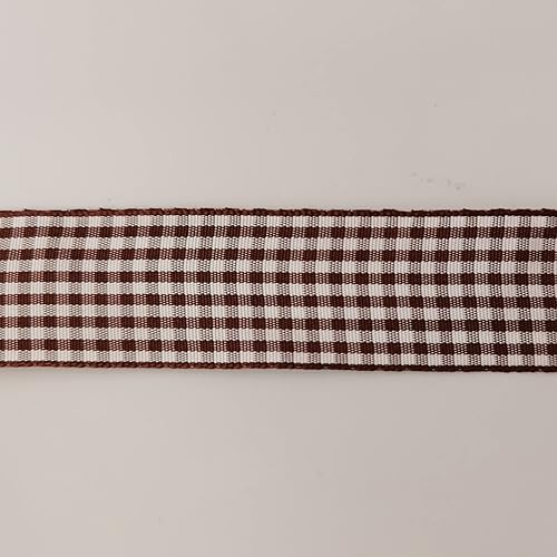 Miniatura 8 de Micomon Cinta de cuadros marrón y blanco, 25 yardas cada rollo, 100% poliéster (58 pulgadas, marrón)