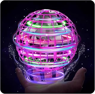 フライングボール UFOおもちゃ LEDライト付き ブーメラン 360°回転 面白おもちゃ 室内外遊び 誕生日 クリスマス(パープル)
