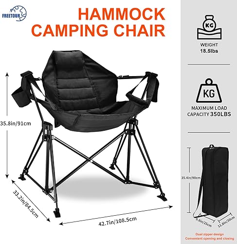 Miniatura 3 de FREETOUR Hamaca - Silla de camping plegable de 350 libras, mecedoras portátiles y plegables para adultos al aire libre, campamento oscilante, con