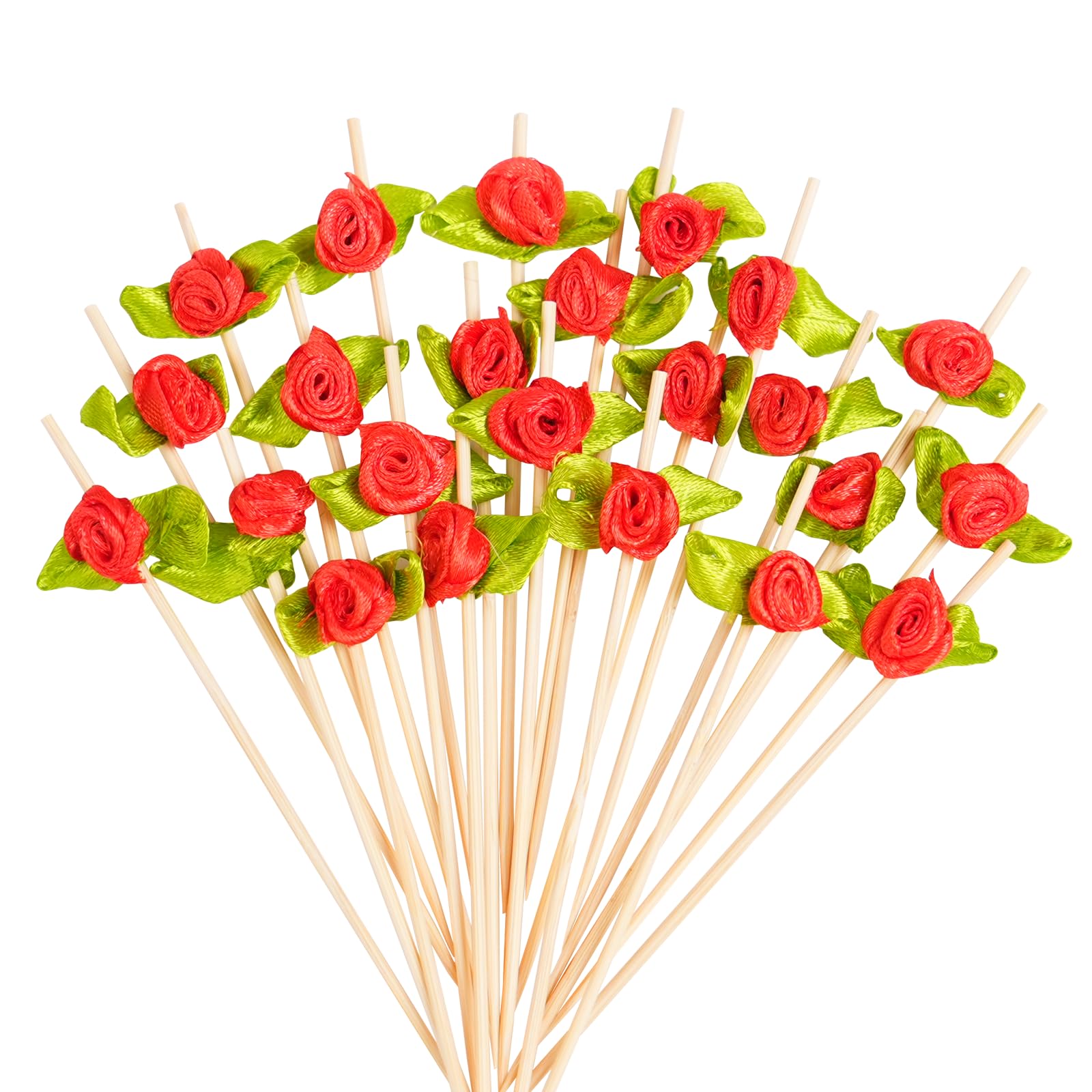 Cure-dents Décoratifs En Forme De Rose - Lot De 100 Pour Cocktails, Fruits, Apéros Et Fêtes