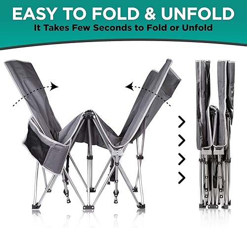 Miniatura 9 de ZONETECH Cuna y cuna de viaje para acampar al aire libre  Plegable clásico de calidad gris, ligera, portátil, resistente, para adultos y niños, con