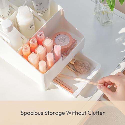 Miniatura 2 de carrotez Organizador de tocador de maquillaje para encimera de cosméticos para el cuidado de la piel, accesorios organizadores compartimentos