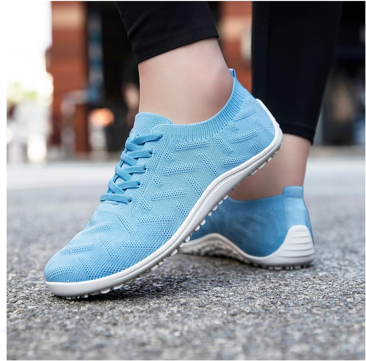 Women's Barefoot Shoes Slip On Walking Zero Drop Sole Sports Running Casual Sneakers Breathable Soft Yoga Fashion Shoes Light_Blue Size US 8