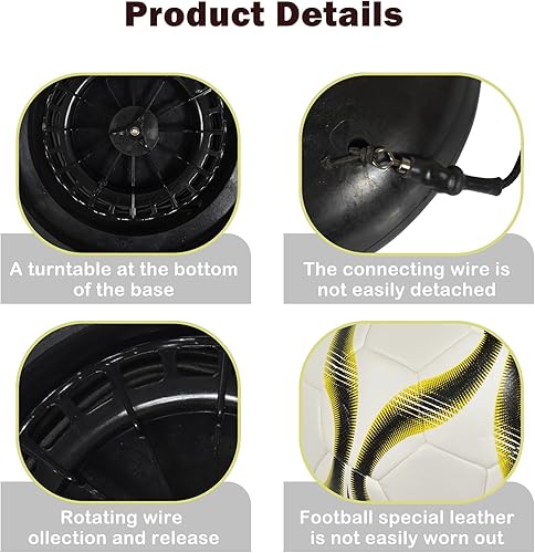 Miniatura 2 de TNZMART Entrenador de malabarismo con balón de fútbol, equipo de práctica de entrenamiento de fútbol ajustable con base de goma para principiantes