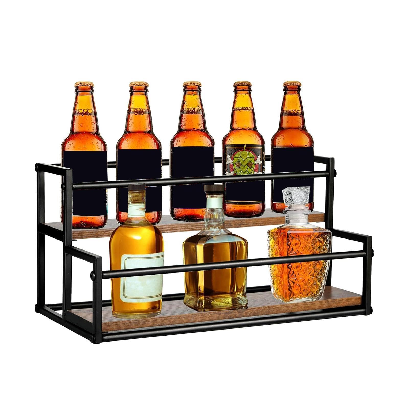 Support de Rangement pour Sirop de Café, Support à Vin, Organisateur D'épices à 2 Niveaux pour Station de Café, 43x23x21.2 Cm