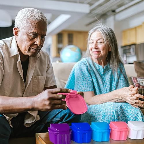 Miniatura 7 de Keedolla Estuche de limpieza de dentaduras dentales, contenedor de retención dental de ortodoncia, soporte para dentaduras, tazas para remojar para