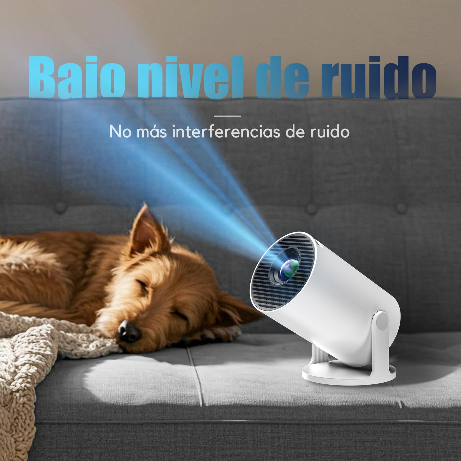 [App Integrada & Auto Keystone] Proyector Portátil con WiFi6 Bluetooth 5.4, AKIYO O2 Mini Proyector con Smart OS Full HD 1080P Soporte, 180° Rotation, Compatibile con HDMI/Smartphone/USB/Laptop/PS5
