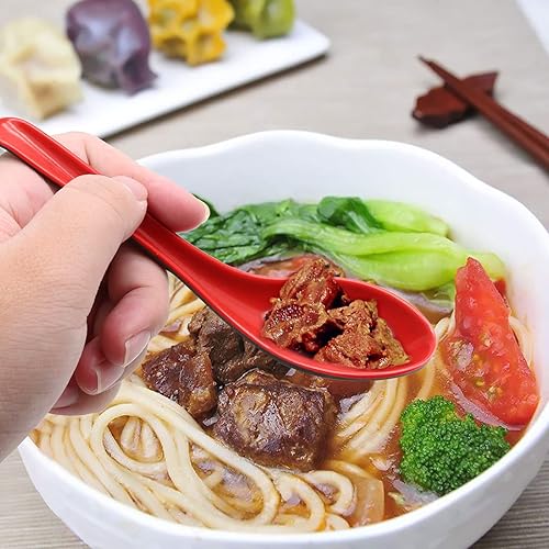 Miniatura 6 de 8 cucharas de sopa Wonton, cucharas de sopa de sopa, cucharas de sopa de soba de fideos de arroz chino japonés miso ramen, cucharas de melamina