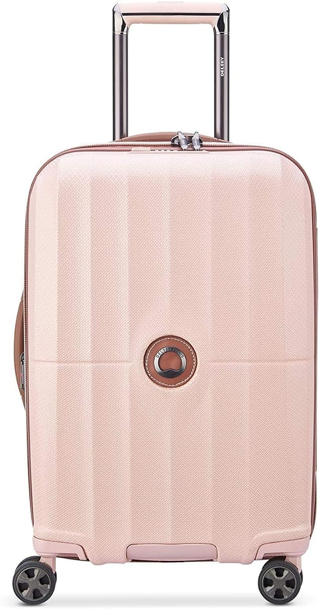 Carrousel Hardside Expandable Luggage with Spinner Wheels, Pink, Checked-Medium 24 Inch