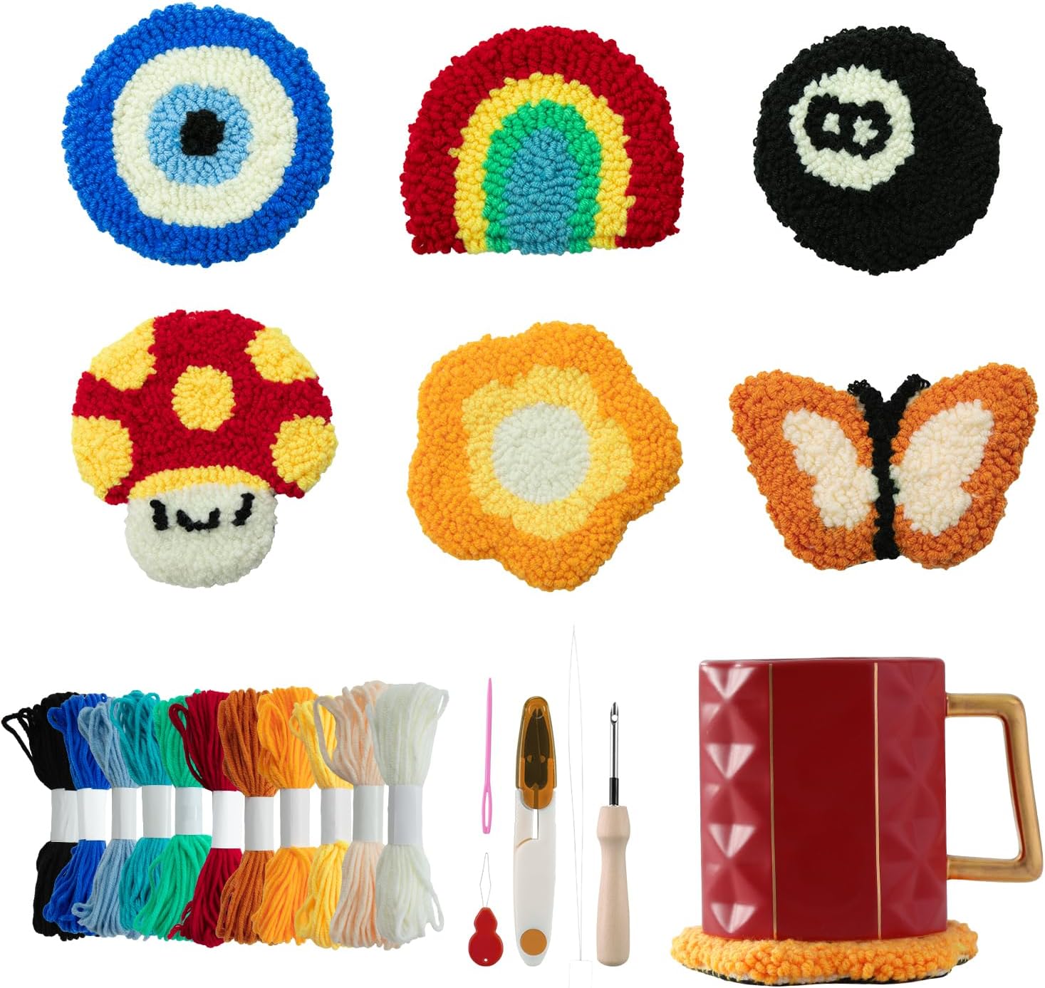 Anidaroel Punch Needle Coaster Kit, Punch Needle Kits for