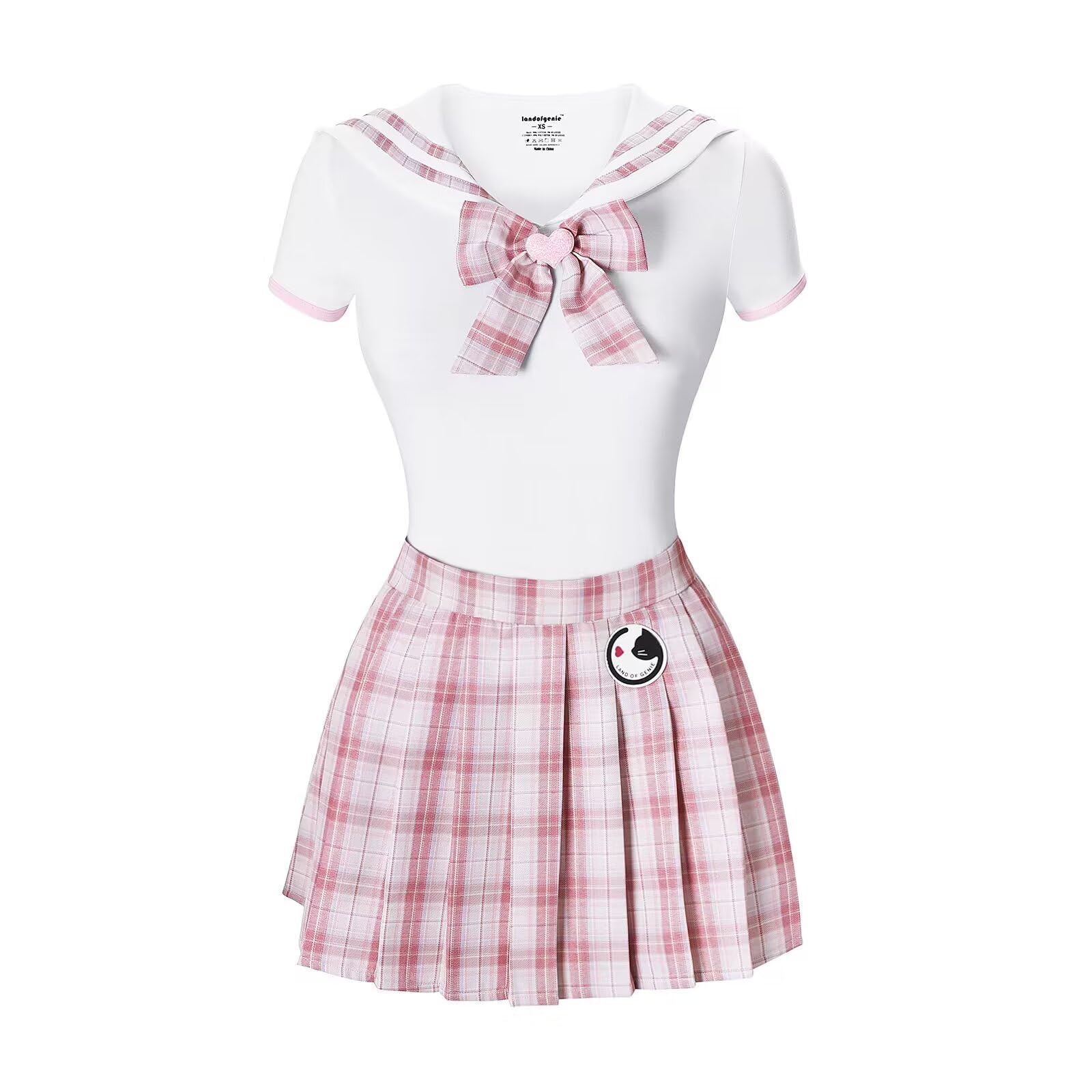 Landofgenie Damen Onesie Baumwolle Bodysuit Set für Damen Cosplay JK-Uniform Mädchen Rock-Sets
