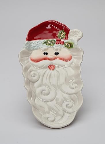 Plato de cerámica fina para dulces de postre de Papá Noel, 8-3/4 pulgadas de largo