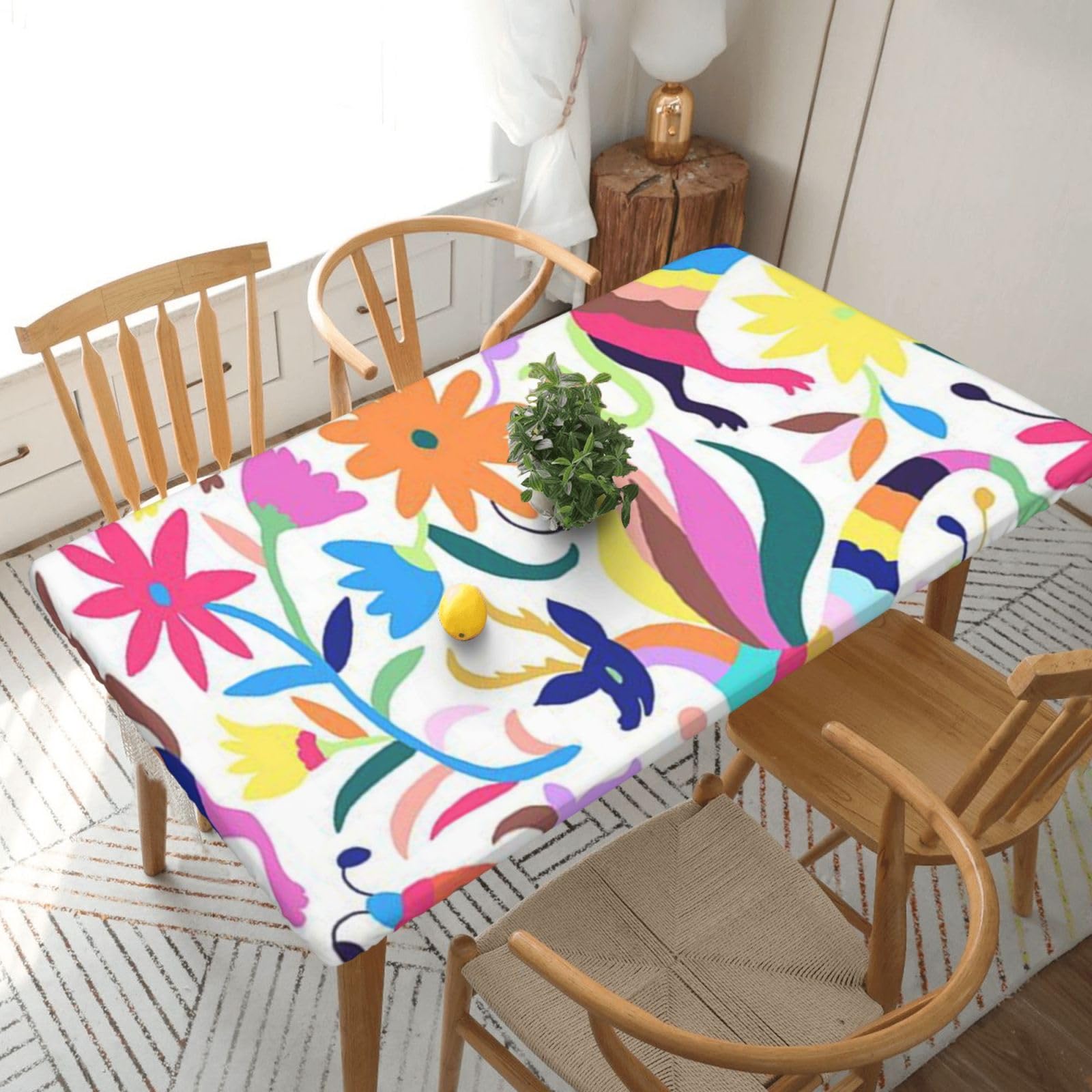 BNVSADC Mexican Otomi Animals Printed 5FT Tablecloth Polyester Kitchen Water Resistant Table Cloth Dining Table Decoration Table Covers, 152x76 CM