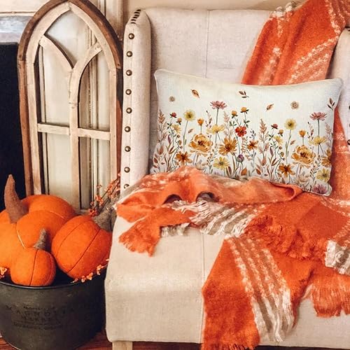 Miniatura 6 de RABUSOFA Fundas de almohada de otoño de 12 x 20 pulgadas, almohadas decorativas de calabaza aguamarina, funda de almohada de Acción de Gracias,