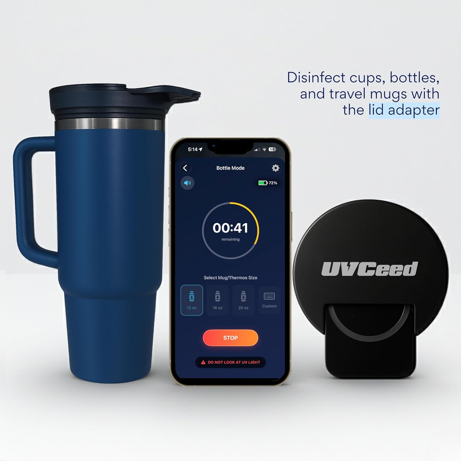 Lid Adapter for Tumblers – Lid Only – Use with UVCeed - Fits Stanley, Yeti, and Travel Mugs
