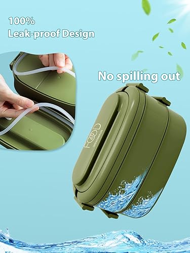 Miniatura 3 de CHARMDOO Lonchera Bento Box para adultos lonchera apilable con utensilios, contenedor portátil a prueba de fugas con compartimentos divididos, apto