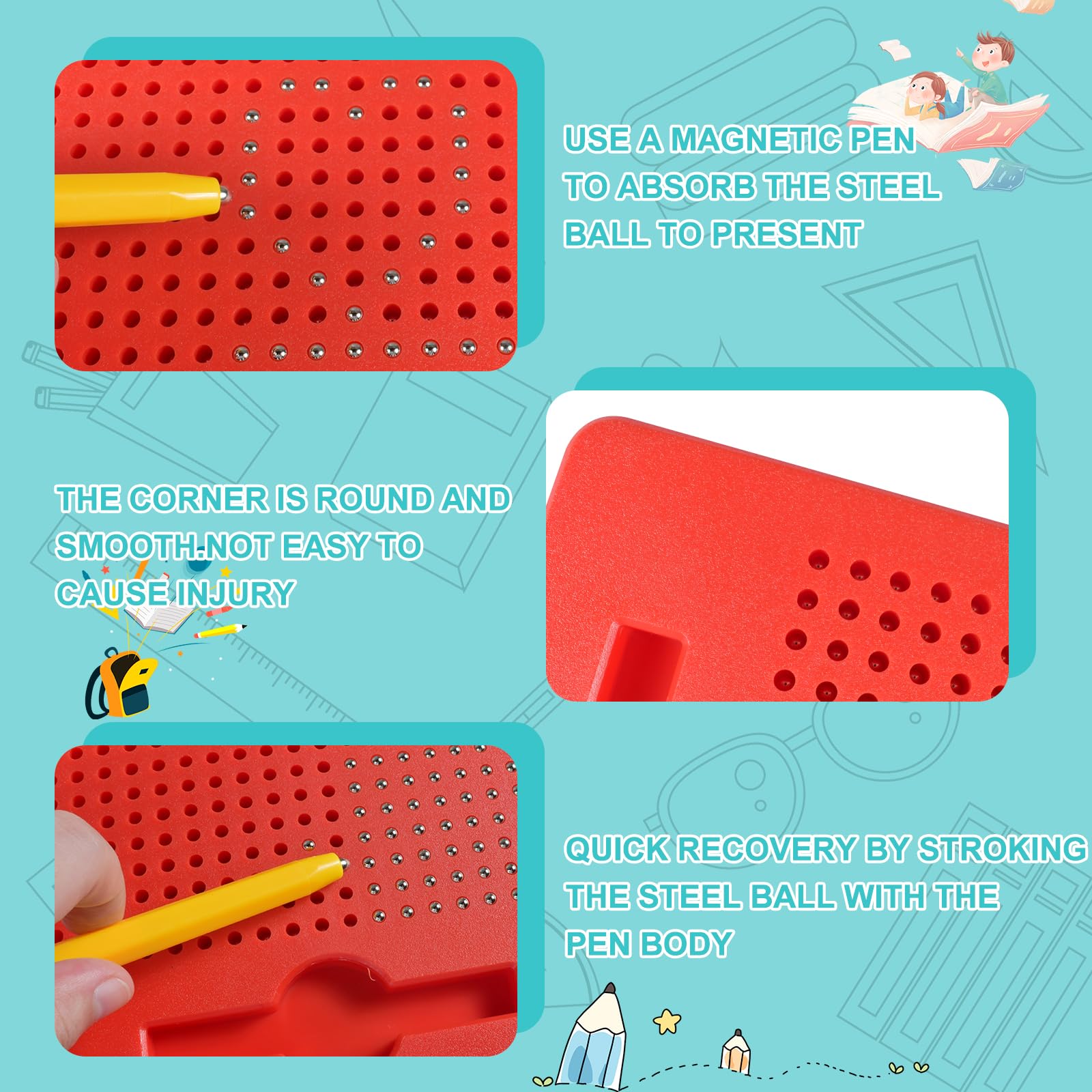 Magnetische Zeichentafel Für Kinder - 2 Stück Zaubertafeln Mit Stahlkugeln, 21,5x17,5 Cm, Lernspielzeug Ab 3 Jahren