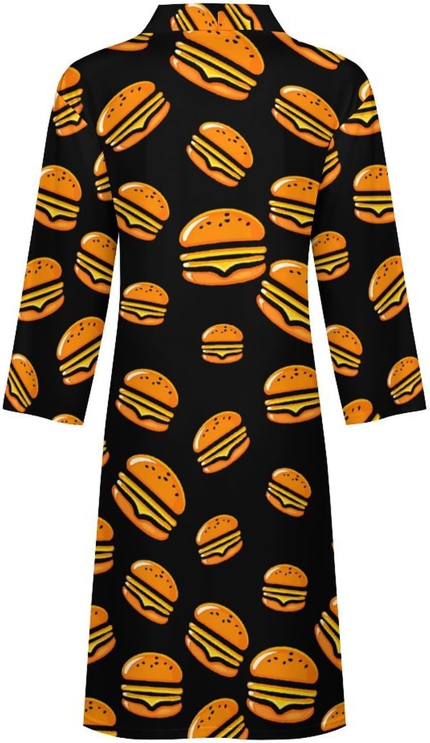 Hamburger Mens Robe Long Bathrobe for Women Bath Robes Lightweight Soft Printed Sleepwear