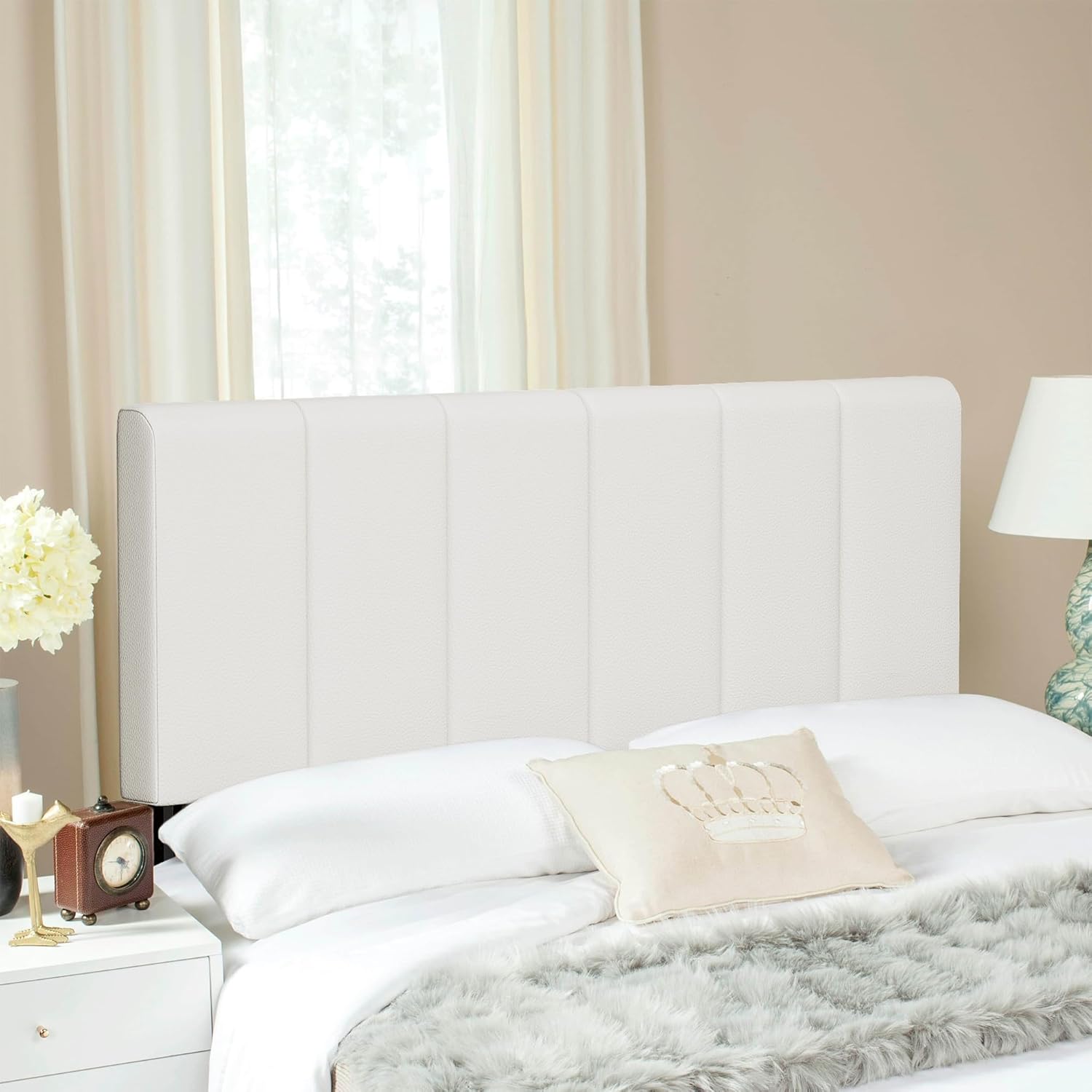 Aklaus Adjustable Headboard King Head Board Upholstered King Headboard Only Modern Bed Headboard King Size Faux Leather Padded King Size Bed Headboard for King Size Bed White