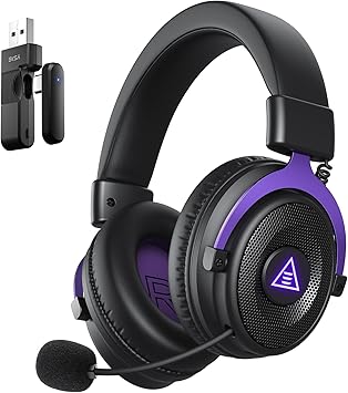 EKSA E900WT Wireless Gaming Headset for PC Ps5 Ps4, 2.4 Ghz USB&Type-C Gaming Headphones with Microphone, 30ms Latency, 80H Battery Bluetooth Headphones for Switch, Laptop, Mobile, Mac