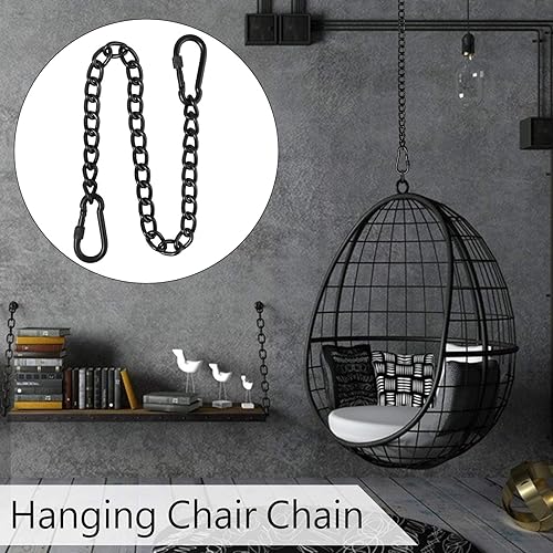 Miniatura 5 de Cadena de silla colgante con dos mosquetones, resistente capacidad de 400 libras, kits colgantes para hamaca, bolsa de arena, silla colgante para