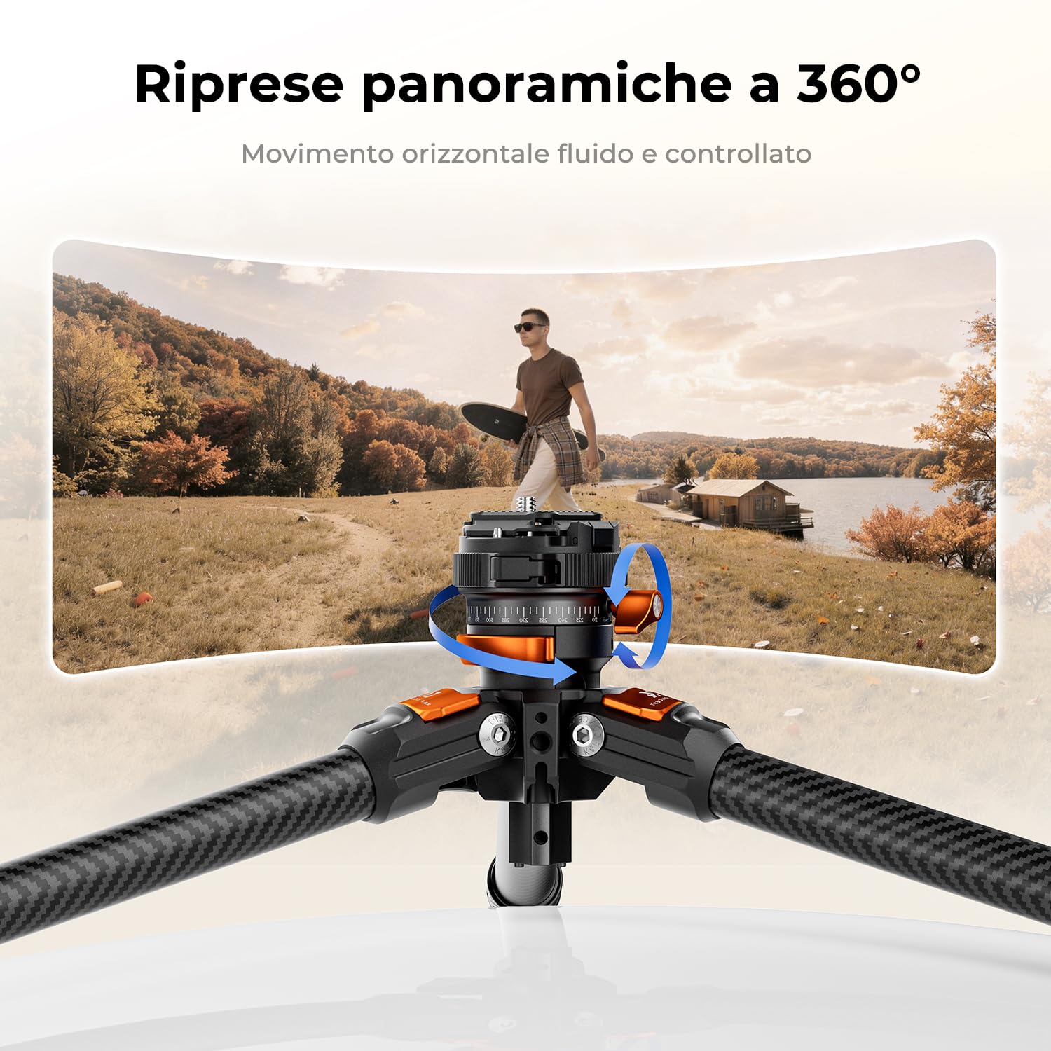 K&F CONCEPT Treppiede Fotocamera in Carbonio 153cm, Cavalletto Fotografico con Testa a Sfera e Arca Swiss, Portata 6kg, Lunghezza Piegata 42cm, Compatibile con Reflex, Mirrorless, Sony, Canon, Nikon