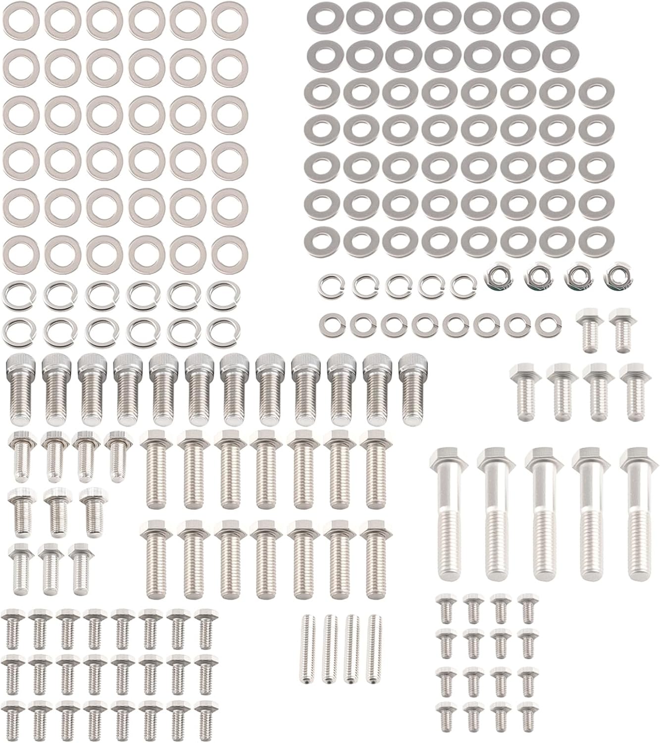 maXpeedingrods Small Block Engine Hex Bolt Kit Fit for Chevy 265 283 302 305 307 327 350 400 304 Stainless Steel Bolts-211 Pcs OE 2629