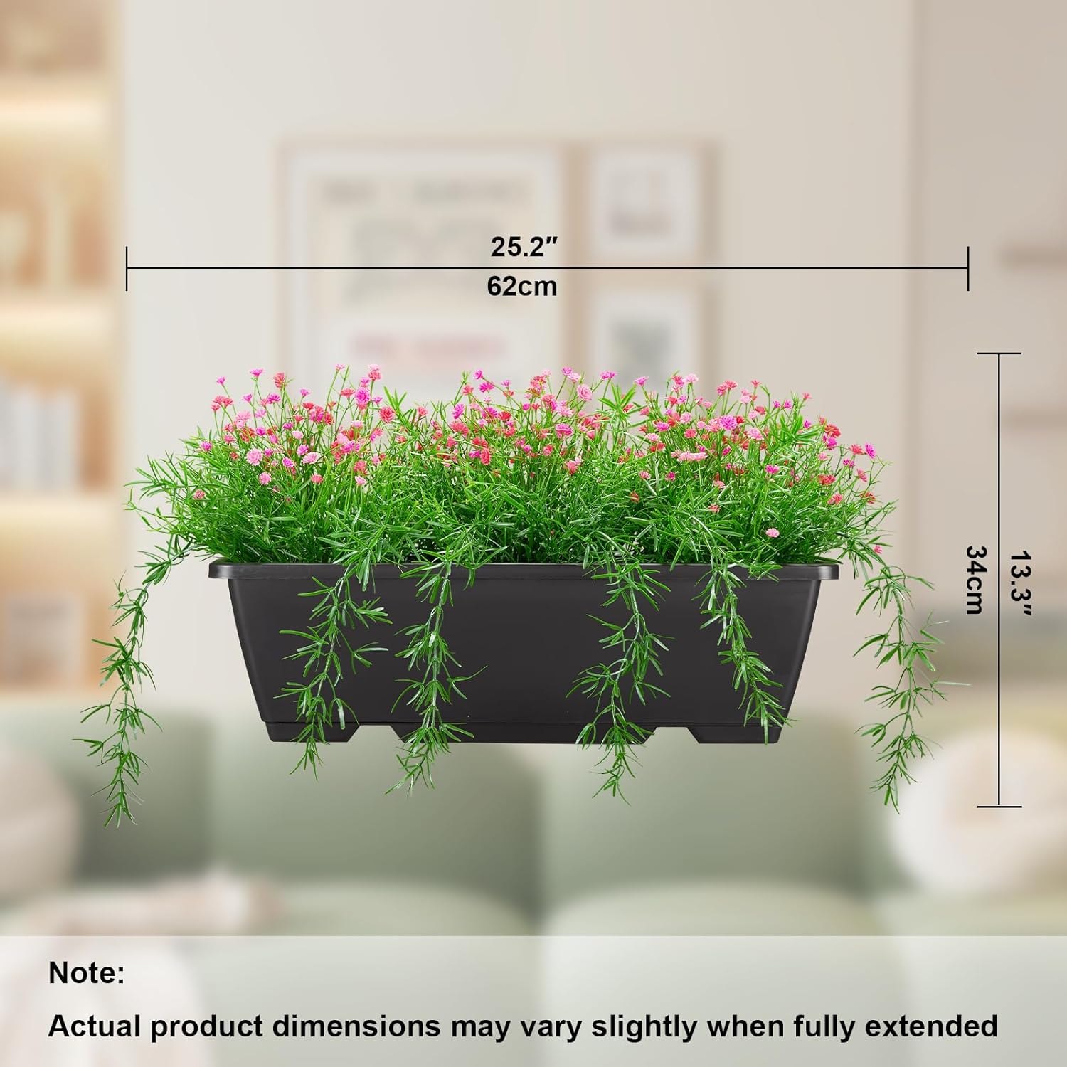 Artificial Baby Breath Fake Plants Indoor for Farmhouse Home Decor, Fake Potted Plants in Plastic Rectangular Pots for Table Centerpiece for Bathroom Office Living Room Shelf Laundry Decor, Red